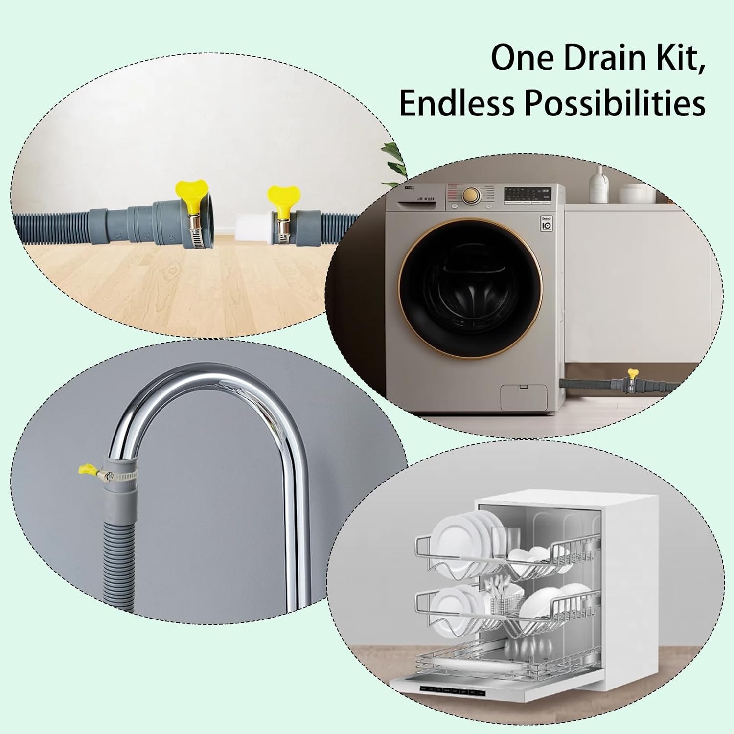 6.5 Ft Washer Drain Hose Extension Kit with Clamps and U-Bend: image 5