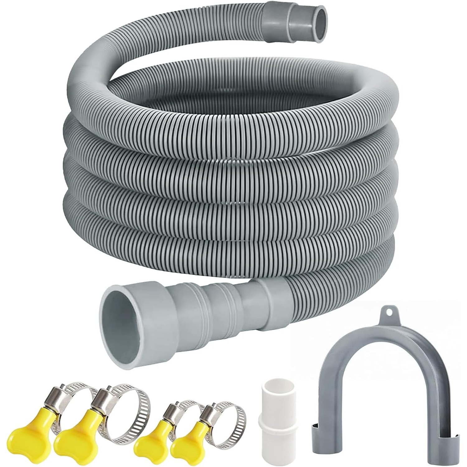 10 Ft Washer Drain Hose Extension Kit with Adapter, Clamps and U-Bend Holder