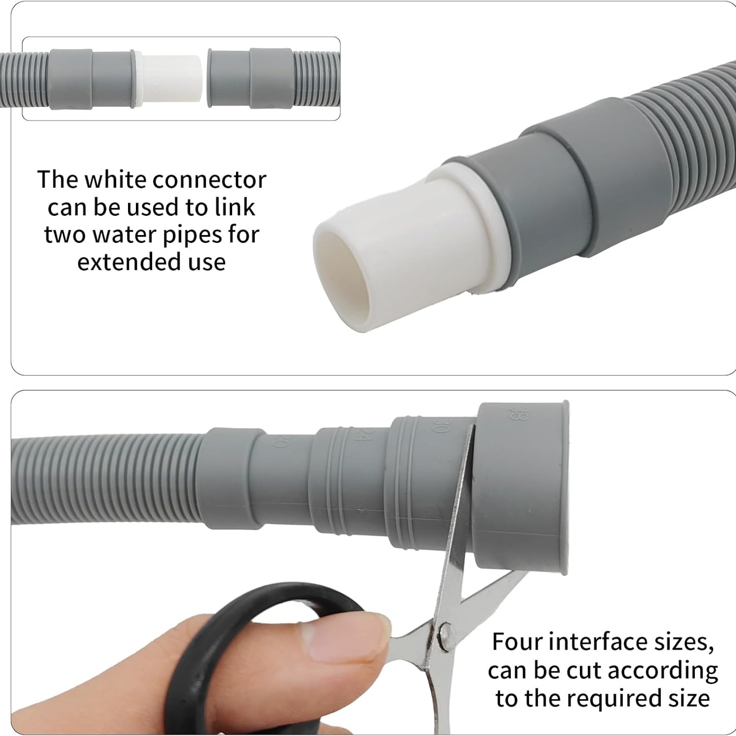 10 Ft Washer Drain Hose Extension Kit with Adapter, Clamps and U-Bend Holder: image 3