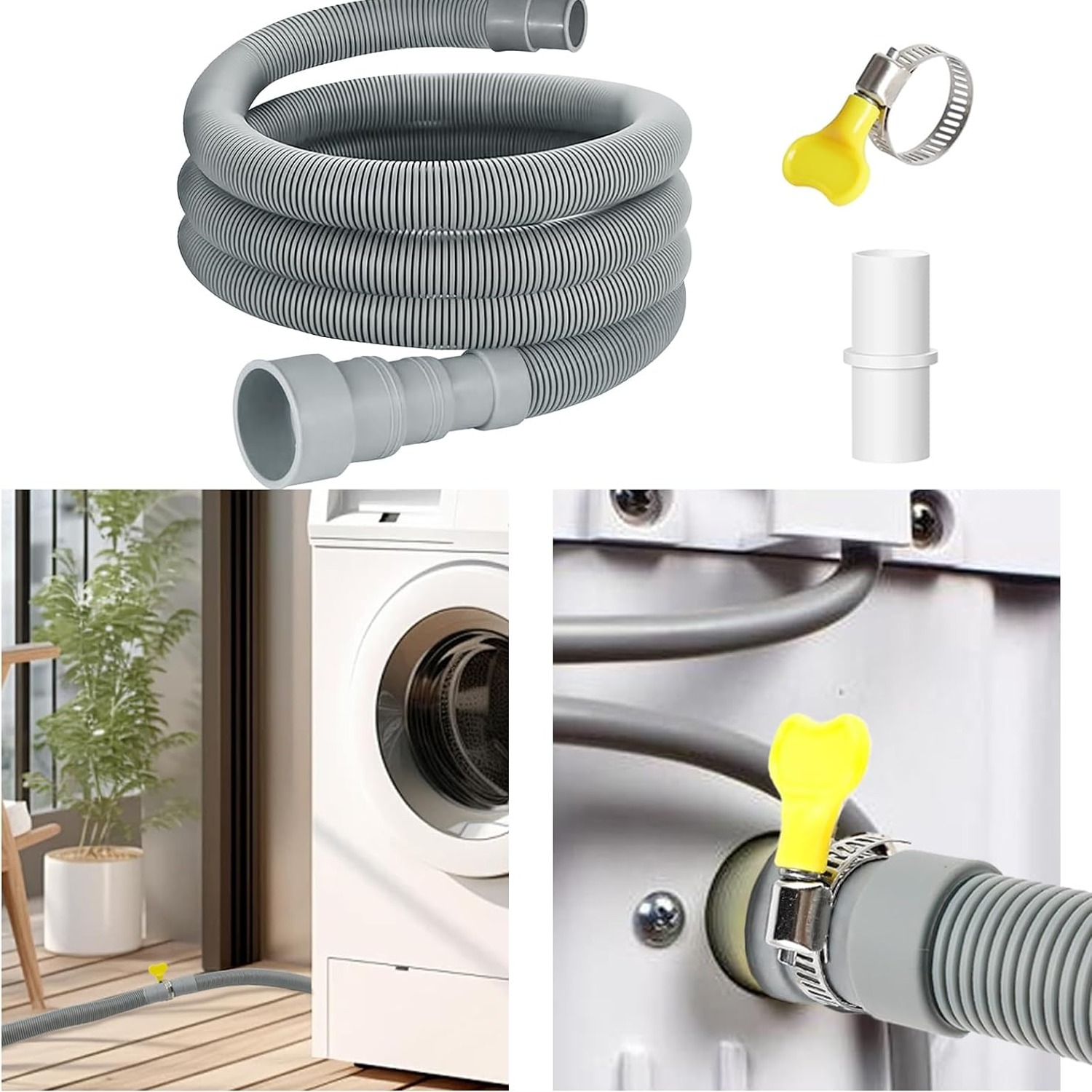 10 Ft Washer Drain Hose Extension Kit with Adapter, Clamps and U-Bend Holder: image 6