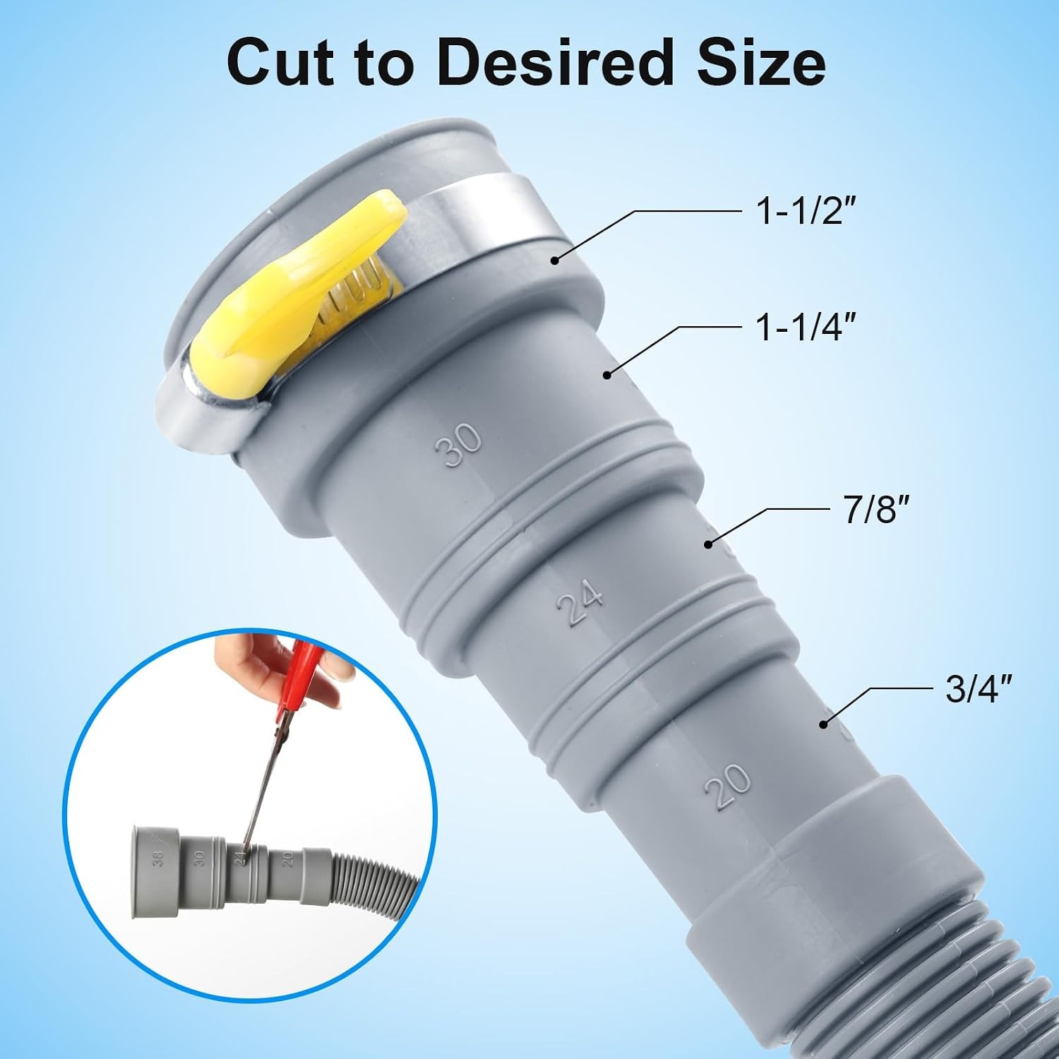 Washer Drain Hose Extension Kit, 6 ft Corrugated Hose with Clamps and U-Bend Holder: image 4