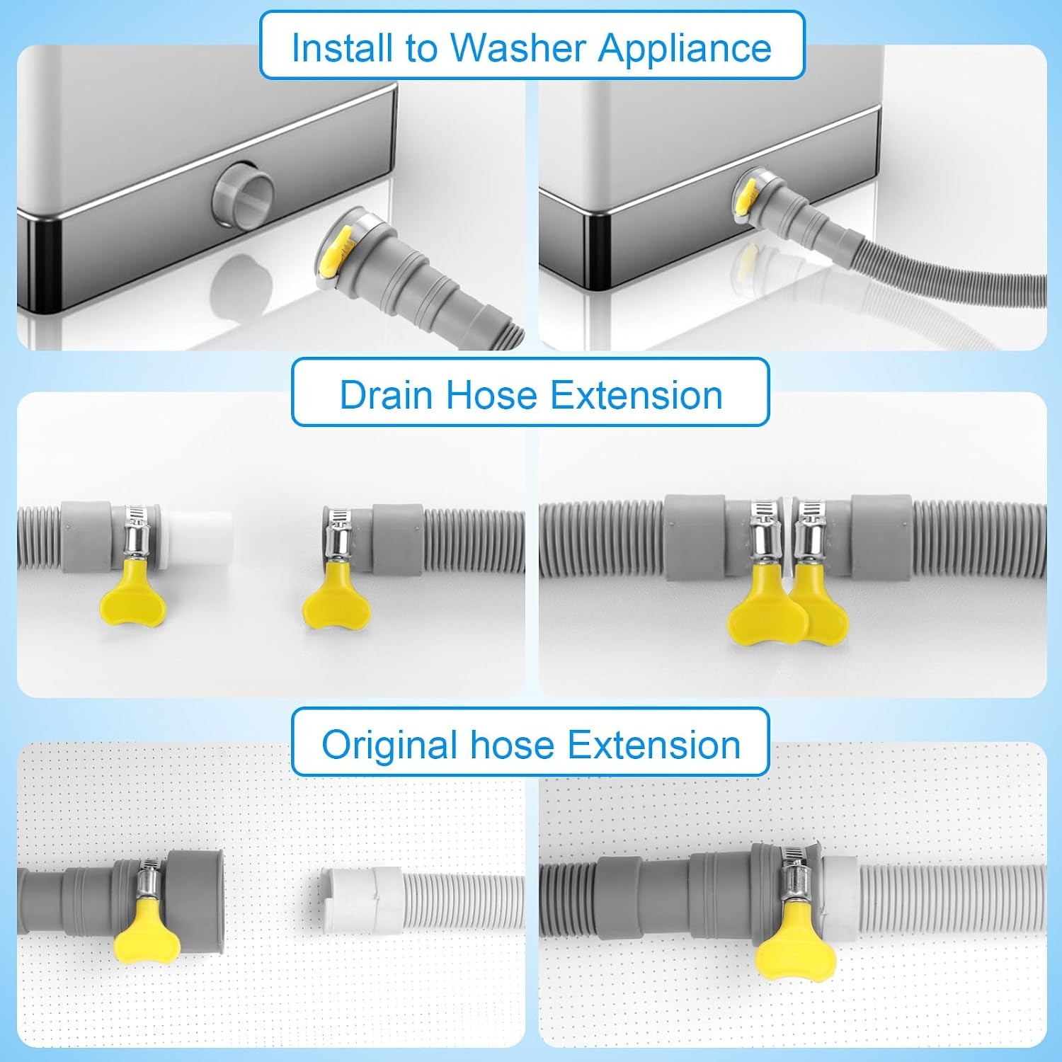 Washer Drain Hose Extension Kit, 6 ft Corrugated Hose with Clamps and U-Bend Holder: image 5