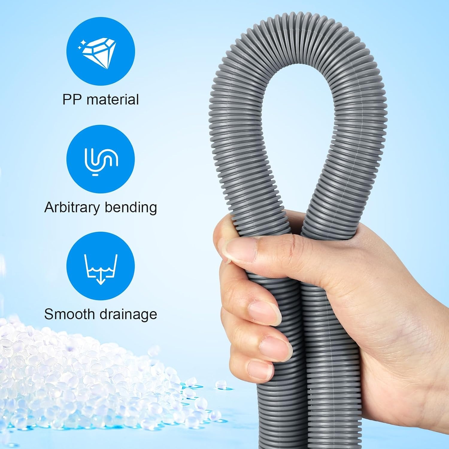 Washer Drain Hose Extension Kit, 6 ft Corrugated Hose with Clamps and U-Bend Holder: image 7