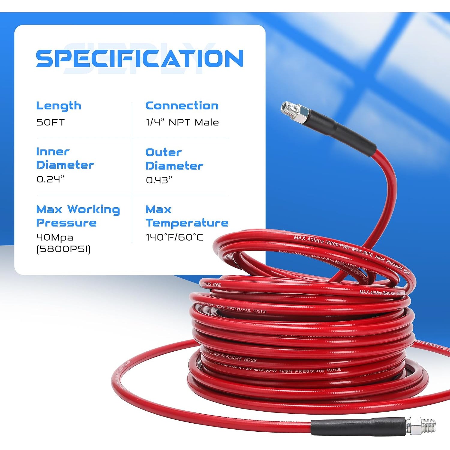 50 Ft Sewer Jetter Kit with Pressure Washer Gun and 3 Nozzles: image 8