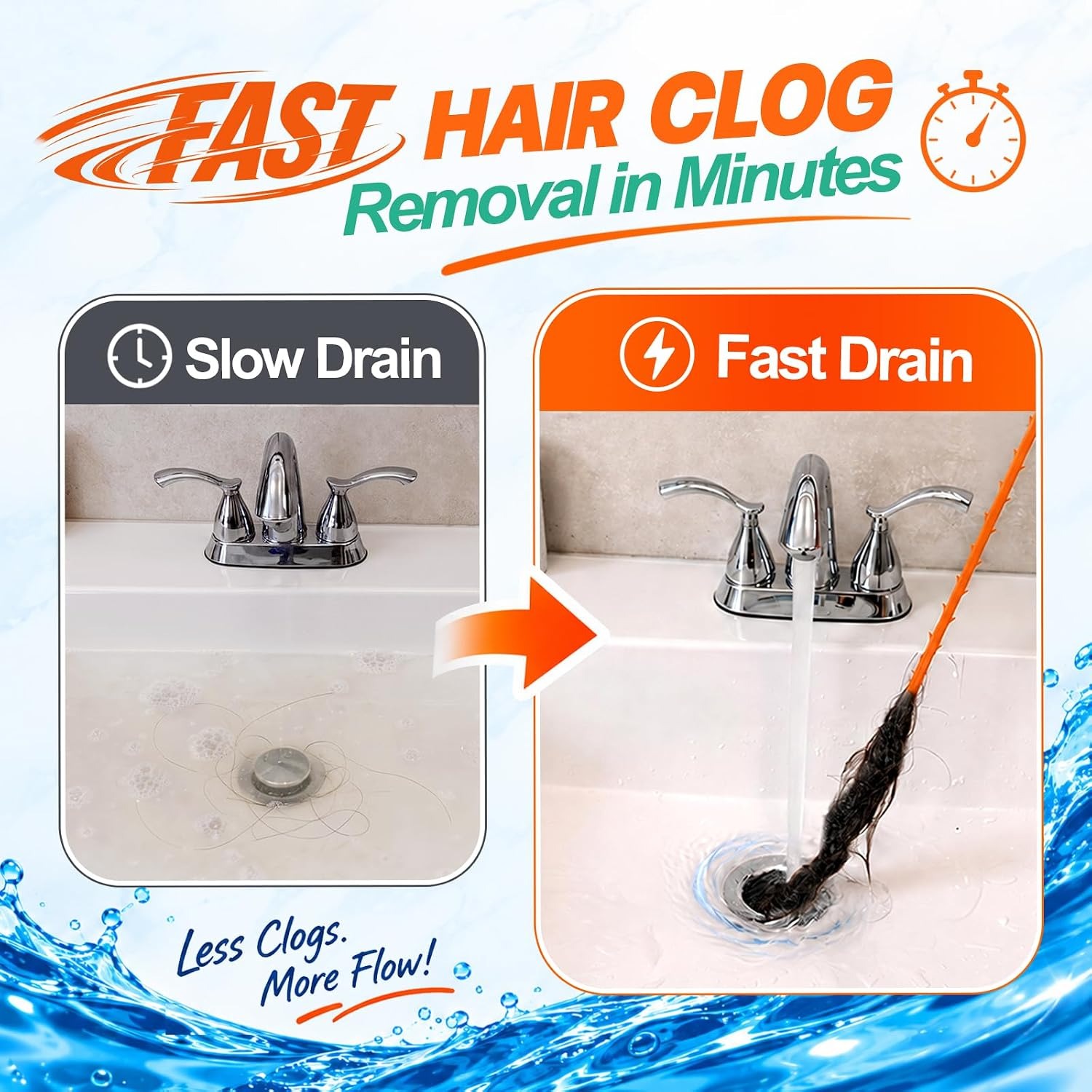 Flexible Barbed Drain Snake Hair Clog Remover (3 Pack): image 2