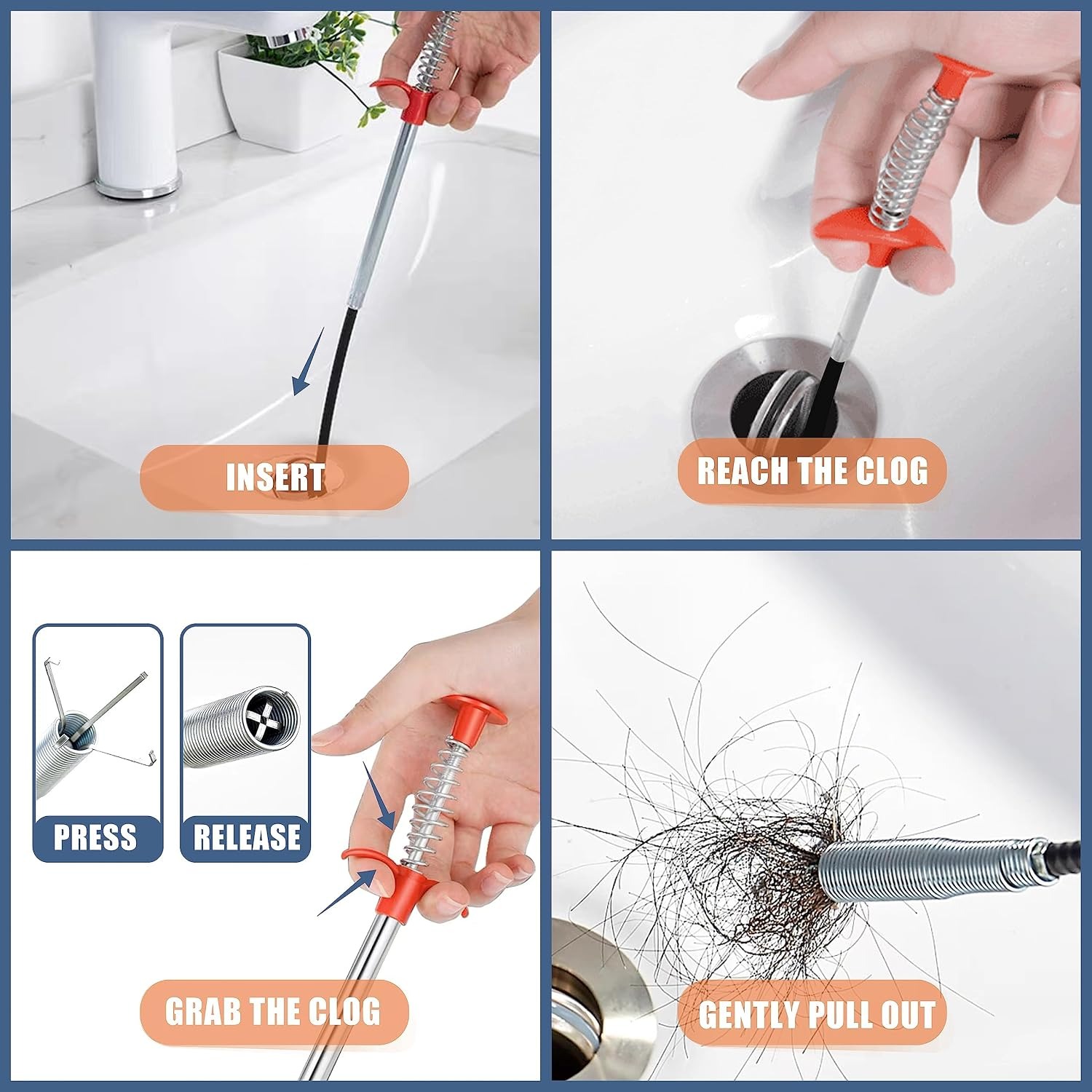 9-Piece Drain Snake Tool Set with Claw Grabber and Pipe Brushes: image 4