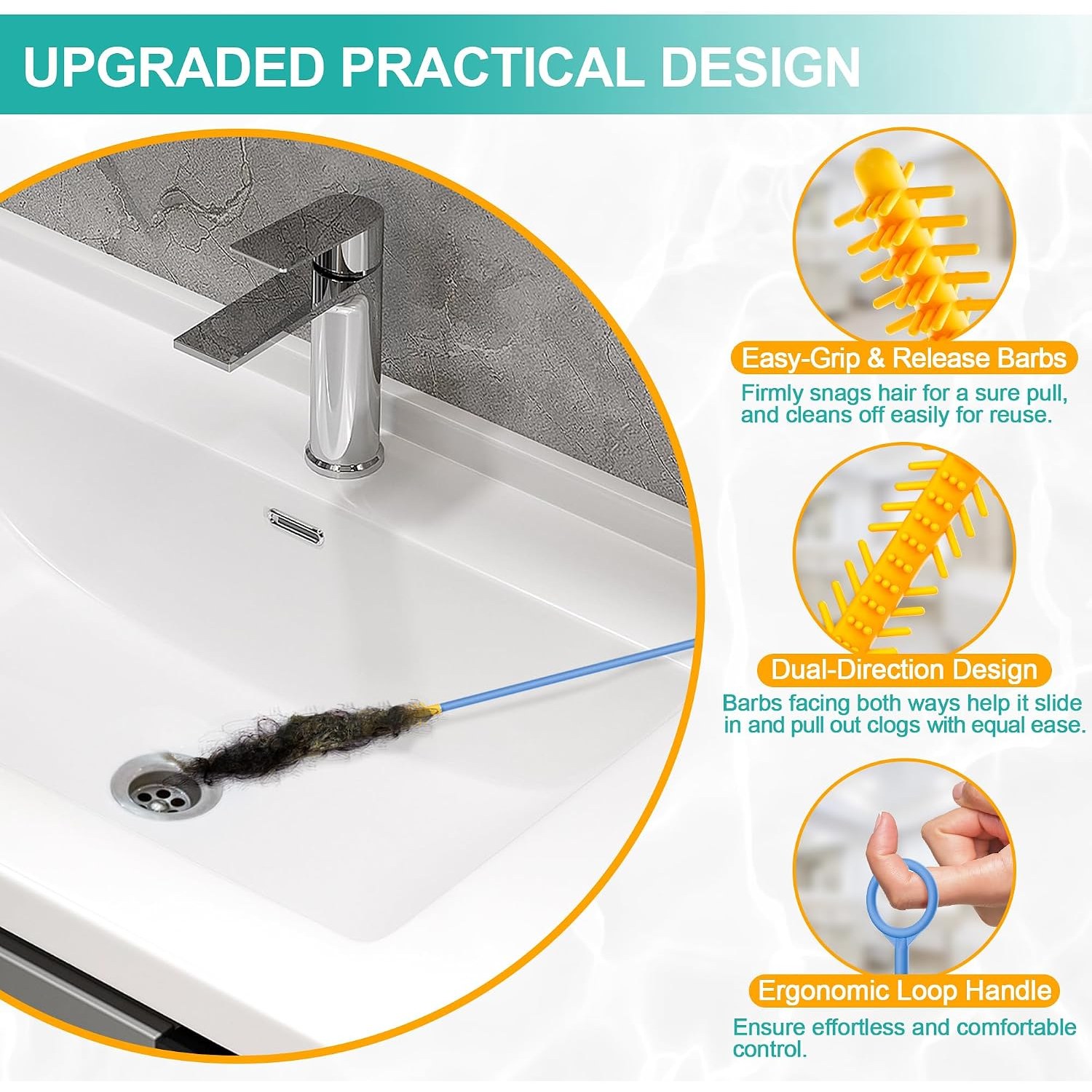 Extra Long Drain Snake 50 Inch (3 Pack): image 3