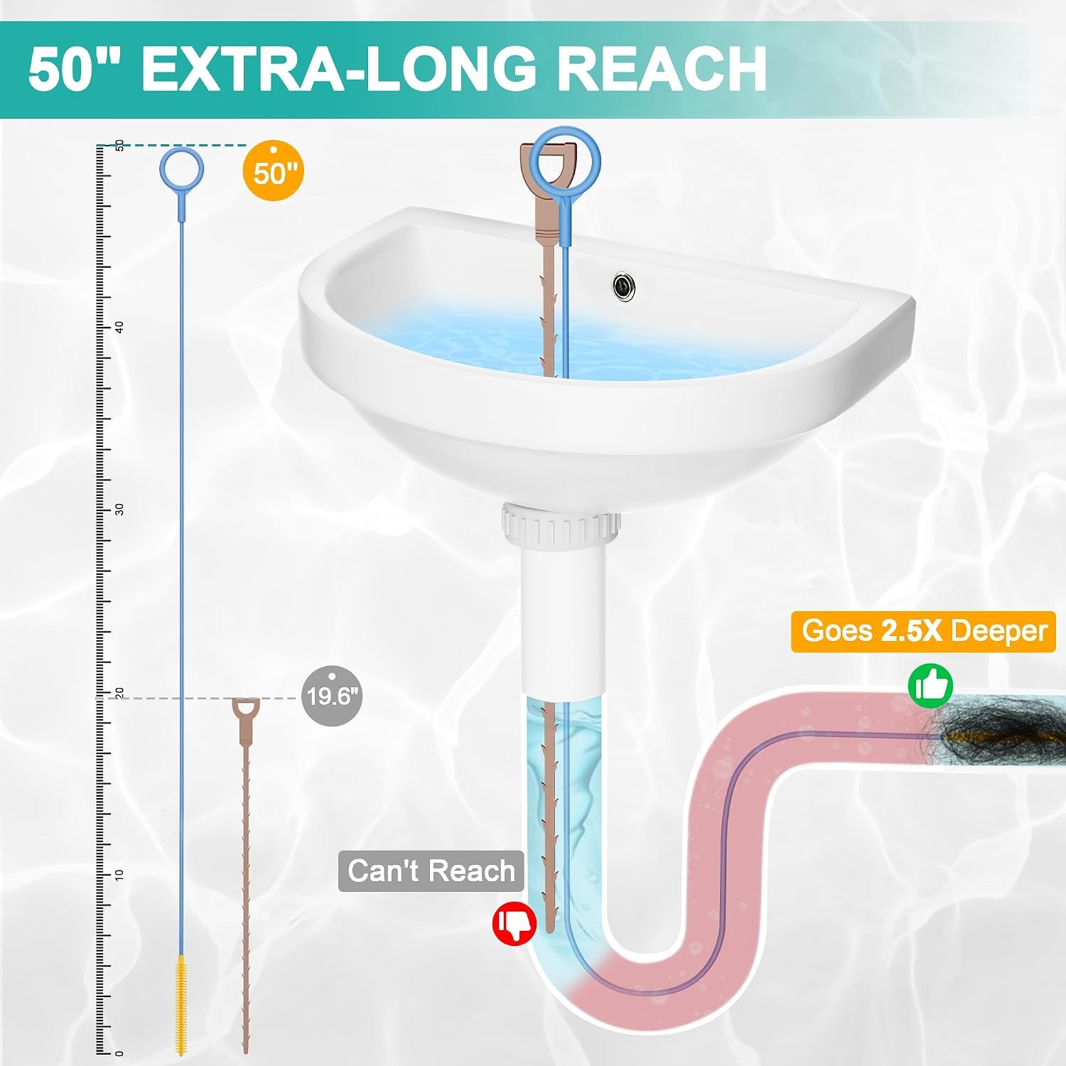 Extra Long Drain Snake 50 Inch (3 Pack): image 4