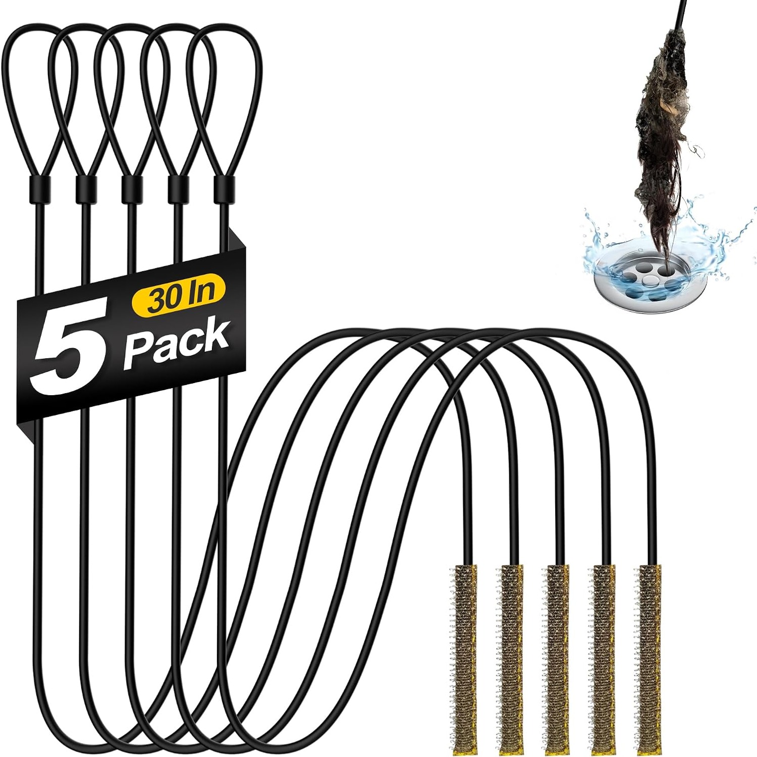30-Inch Metal Drain Snake, 5 Pack