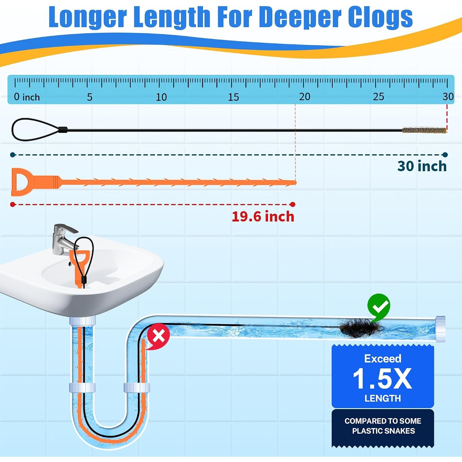 30-Inch Metal Drain Snake, 5 Pack: image 4