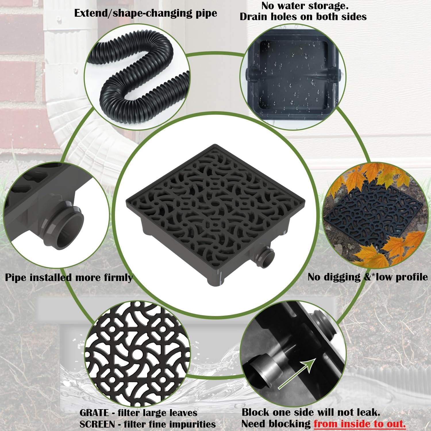 Downspout Catch Basin Kit with 8ft Flexible Drain Pipe: image 2