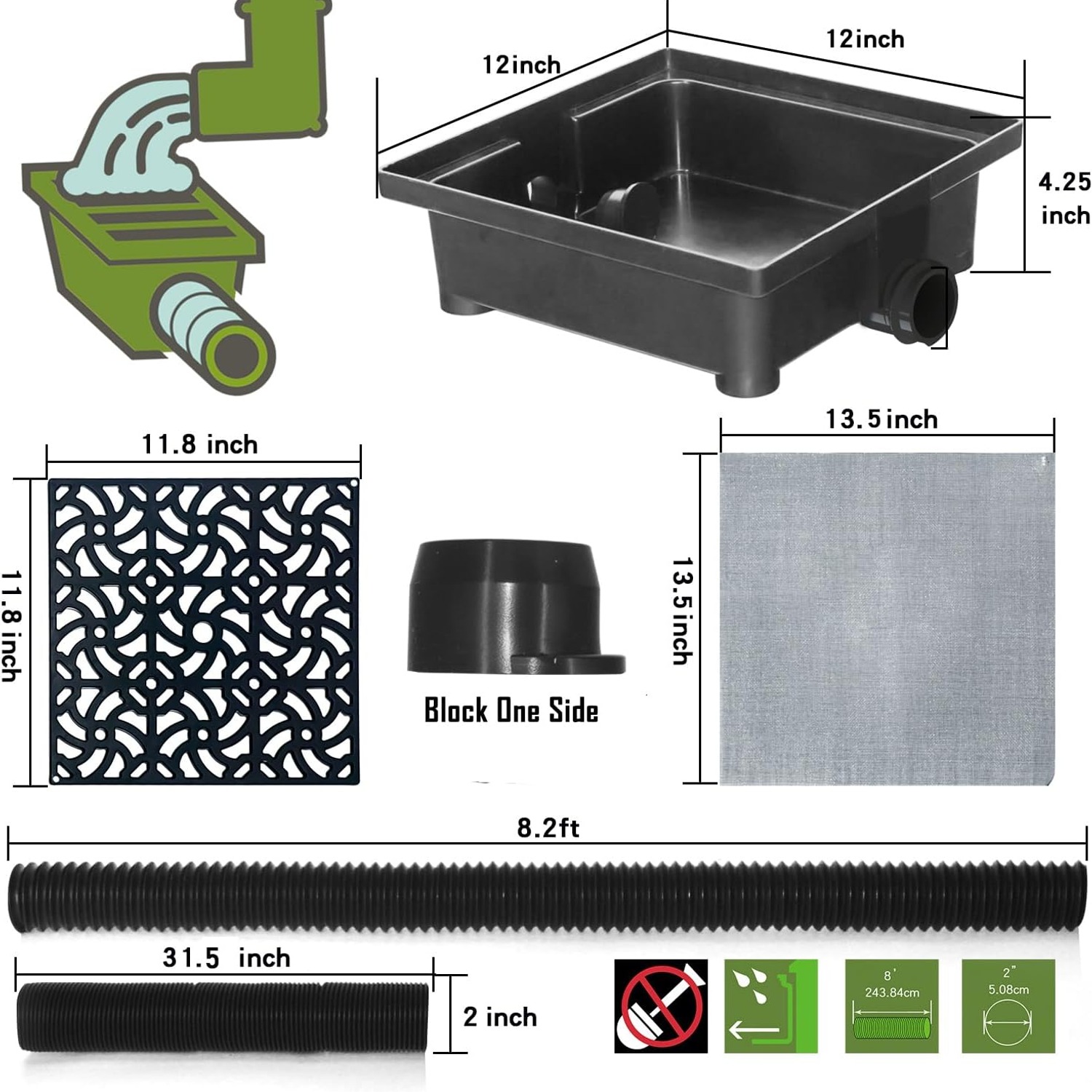Downspout Catch Basin Kit with 8ft Flexible Drain Pipe: image 6