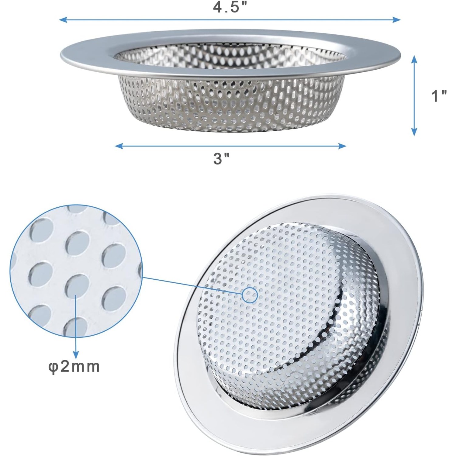 Double Layer Stainless Steel Sink Strainer (2 Pack): image 4