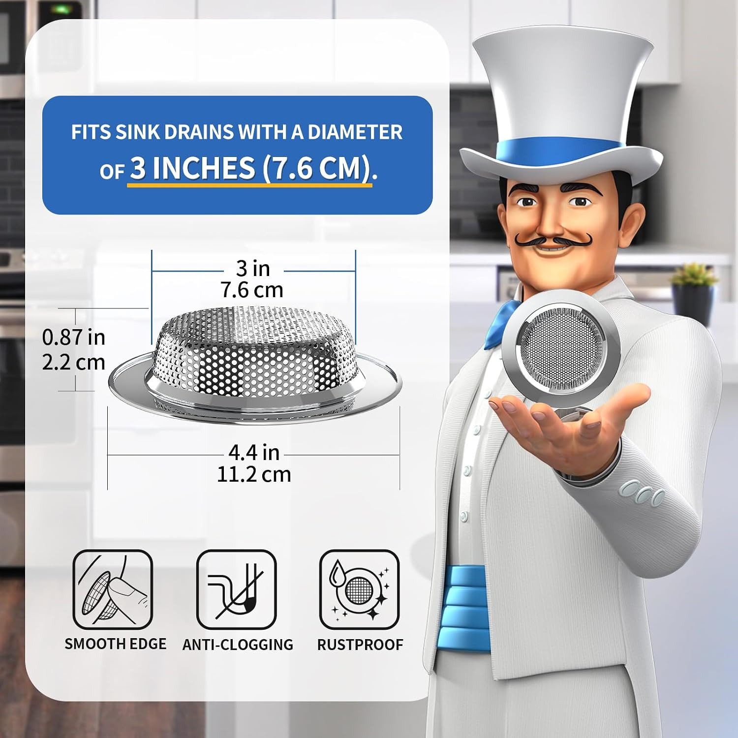 Stainless Steel Sink Strainer 3 Pack: image 2