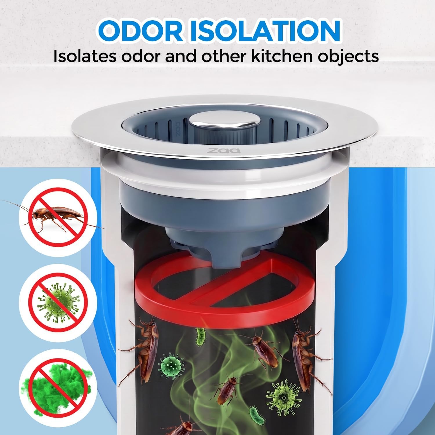 Three in One Kitchen Sink Strainer Stopper with Pop-Up Drain Cover: image 3