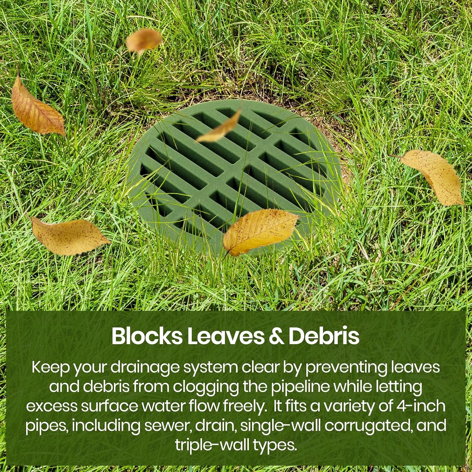 Green 4 Inch Round Drainage Grate Cover (2 Pack): image 3