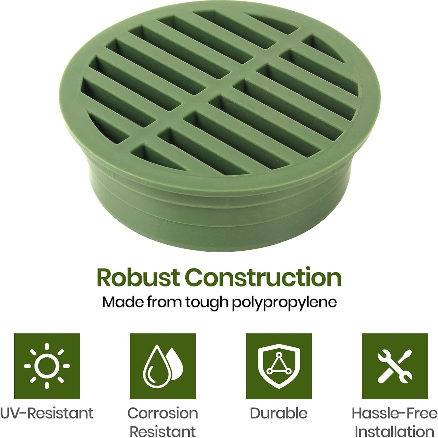 Green 4 Inch Round Drainage Grate Cover (2 Pack): image 4