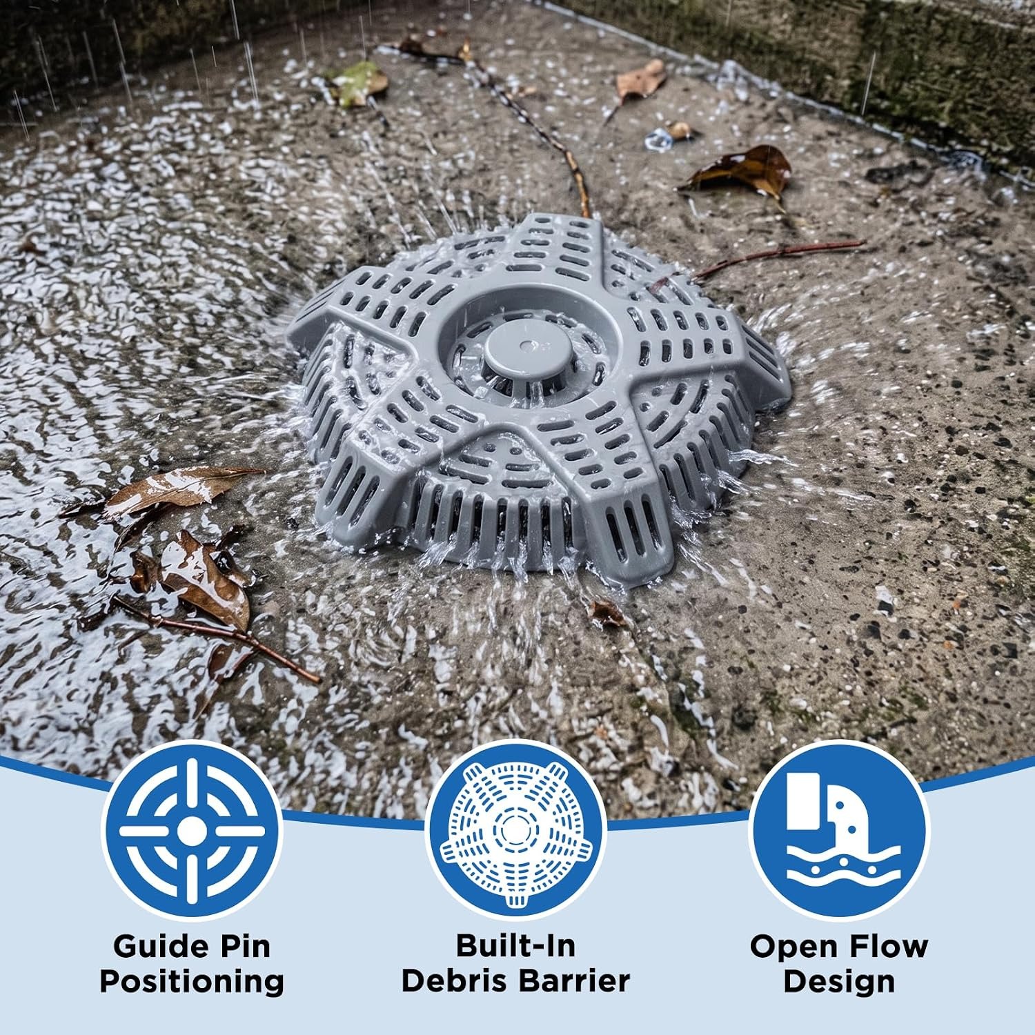 Outdoor Basement Drain Cover with Raised Slotted Debris Guard: image 4