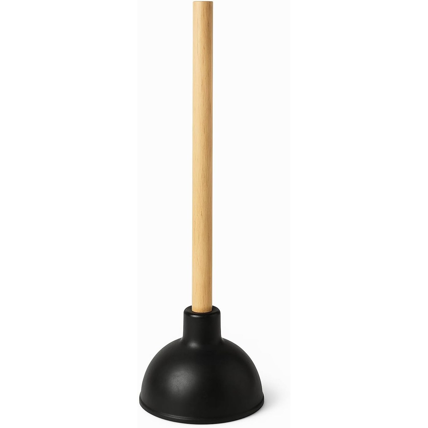 Flange Toilet Plunger with 17-Inch Wooden Handle