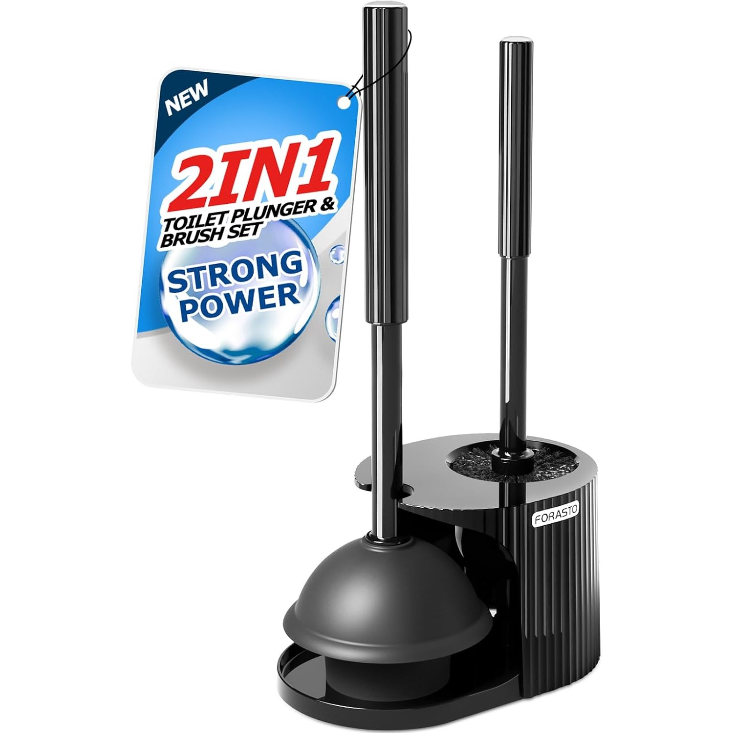 2-in-1 Toilet Brush and Plunger Set with Holder