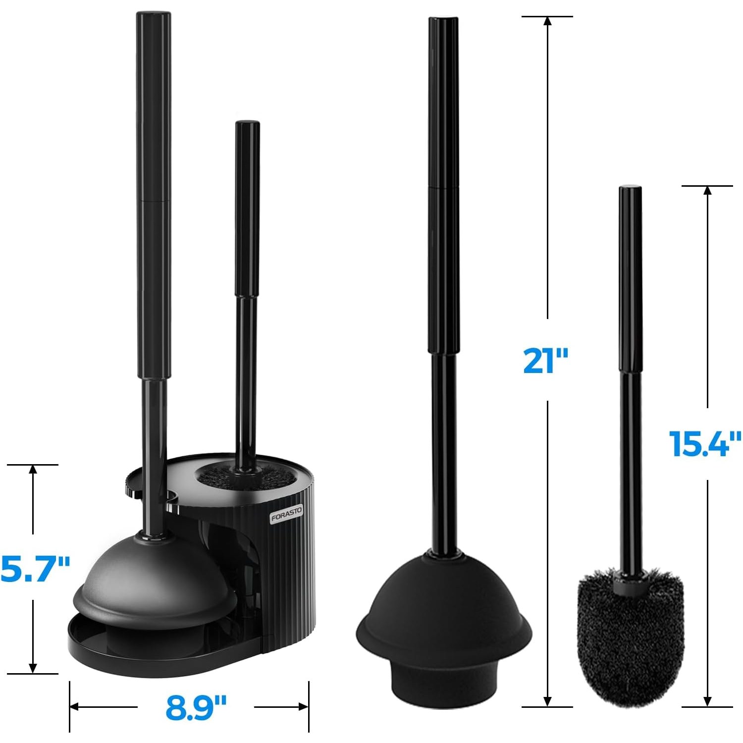 2-in-1 Toilet Brush and Plunger Set with Holder: image 5