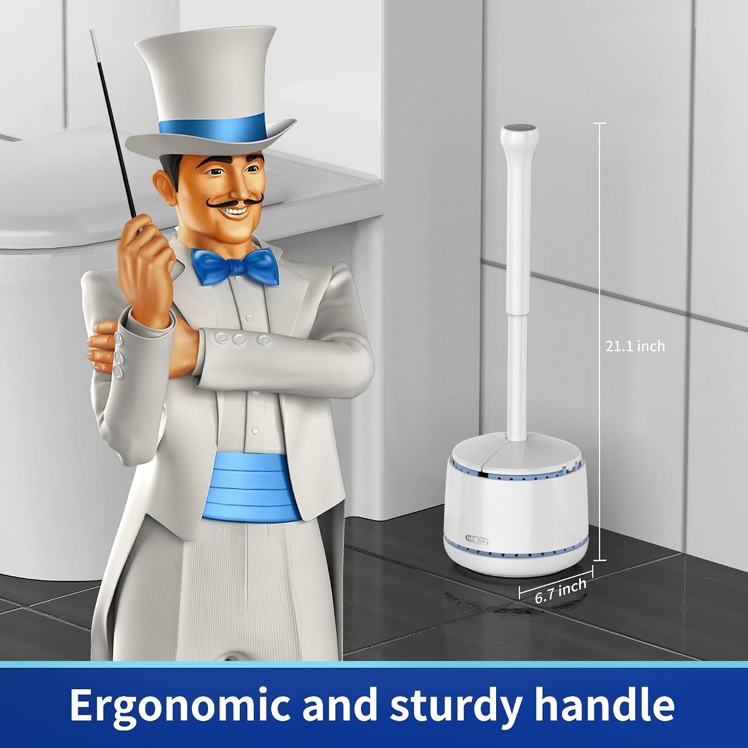 Toilet Plunger with Covered Holder and Auto-Lift Lid: image 2