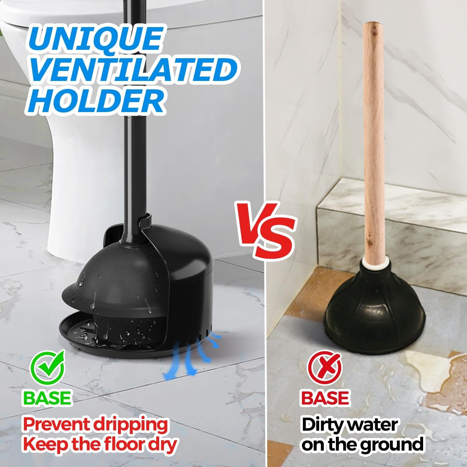 Toilet Plunger with Ventilated Holder: image 2