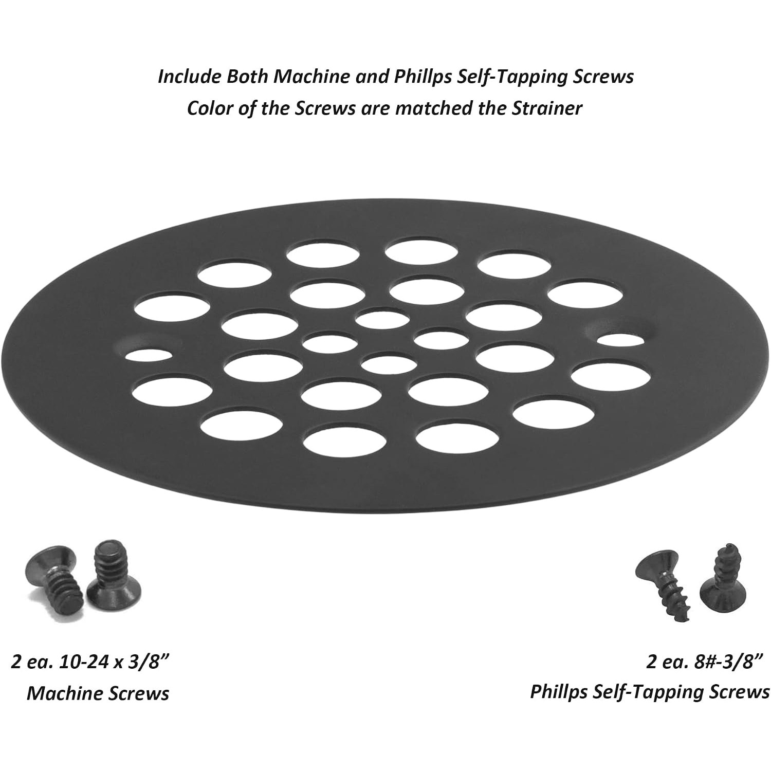 Screw-In Shower Strainer Trim Set, Matte Black 4.25 Inch: image 3
