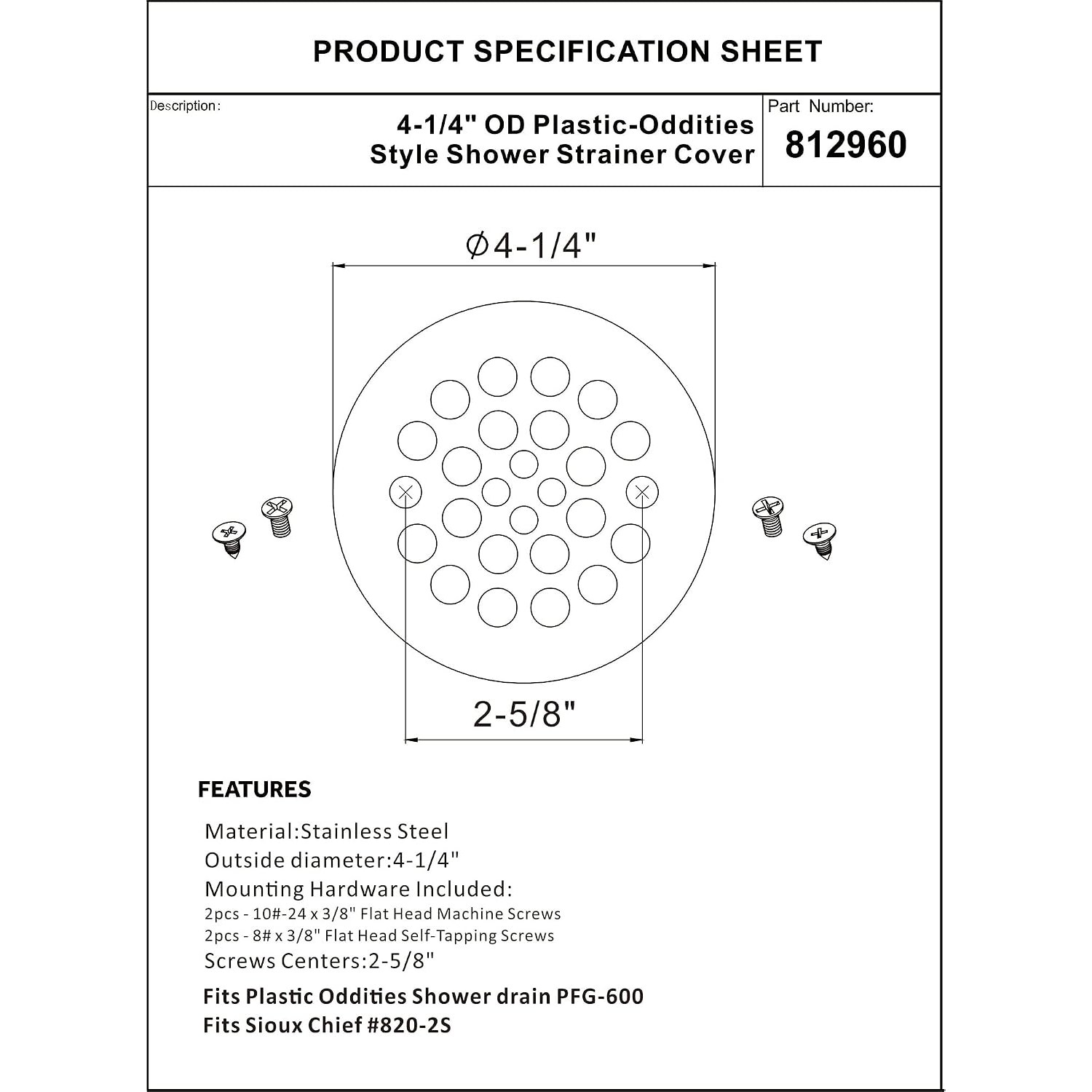 Screw-In Shower Strainer Trim Set, Matte Black 4.25 Inch: image 7