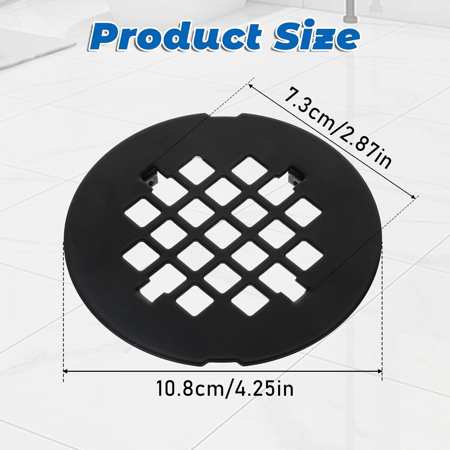 Snap In Shower Drain Cover (Black, 4.25 inch Round): image 2