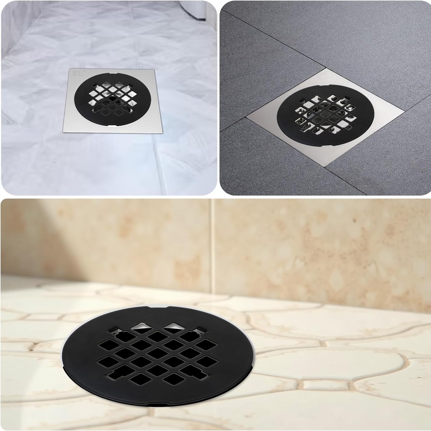 Snap In Shower Drain Cover (Black, 4.25 inch Round): image 4