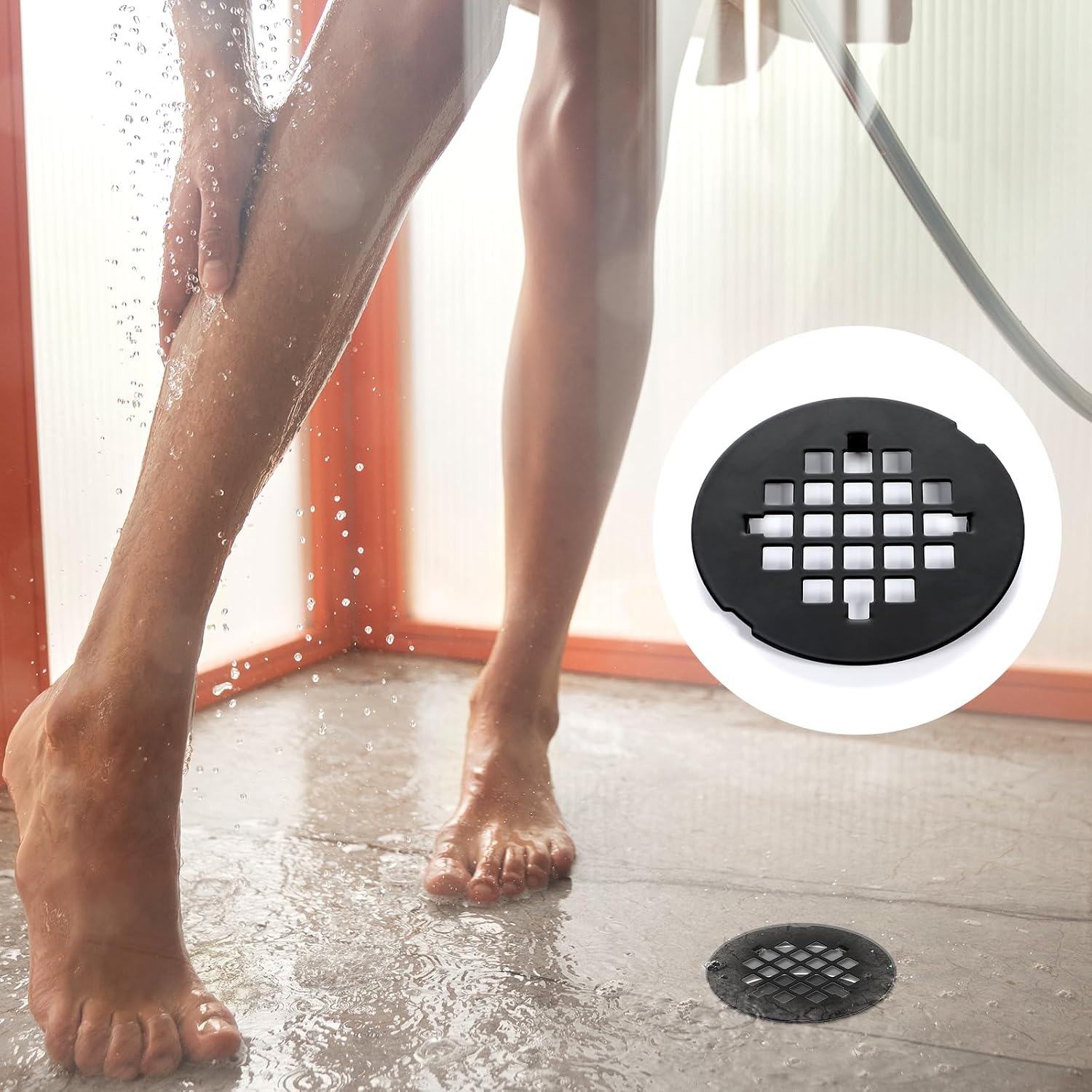 Snap In Shower Drain Cover (Black, 4.25 inch Round): image 8