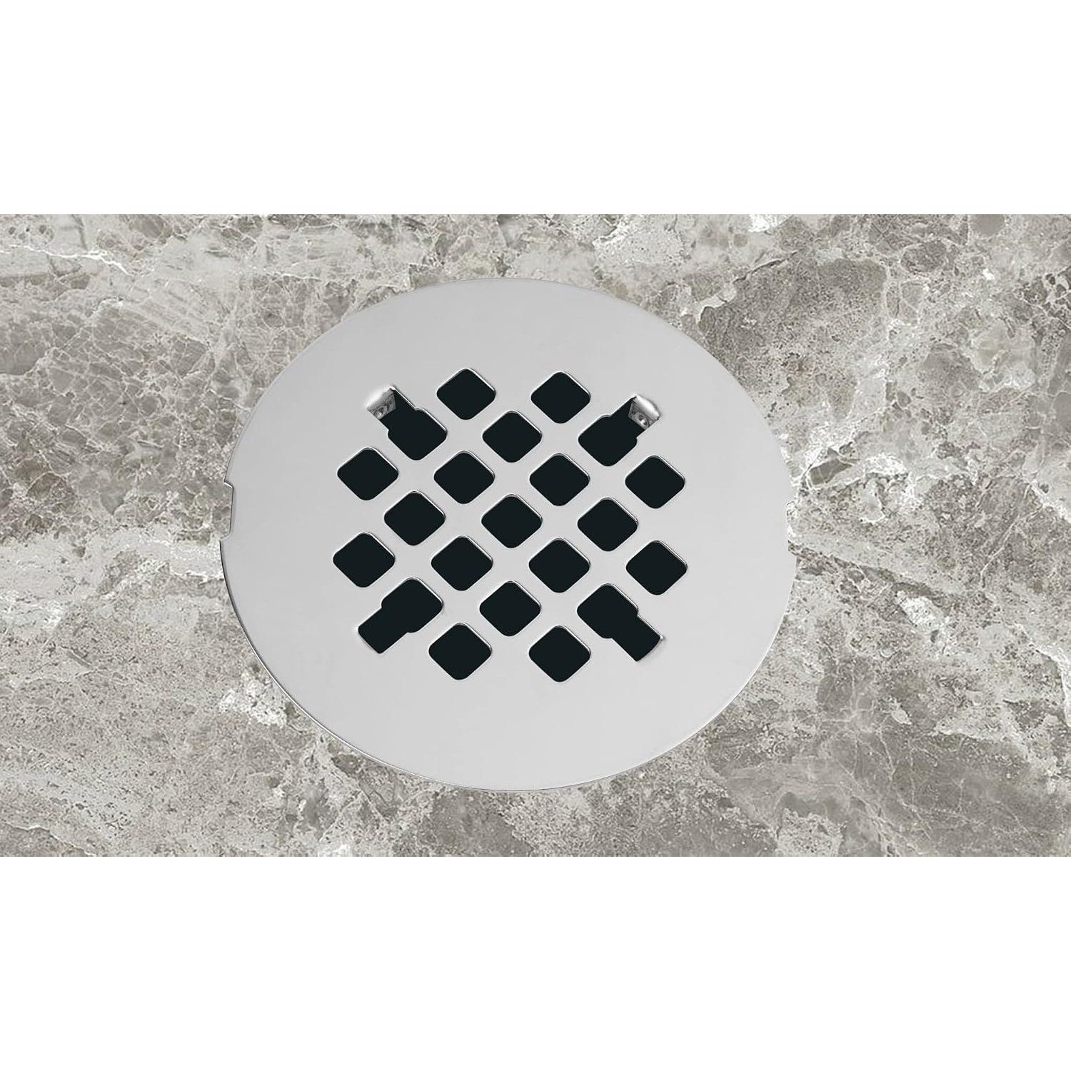 Snap-In Chrome Shower Drain Cover, 4.25 Inch Stainless Steel Strainer Grid
