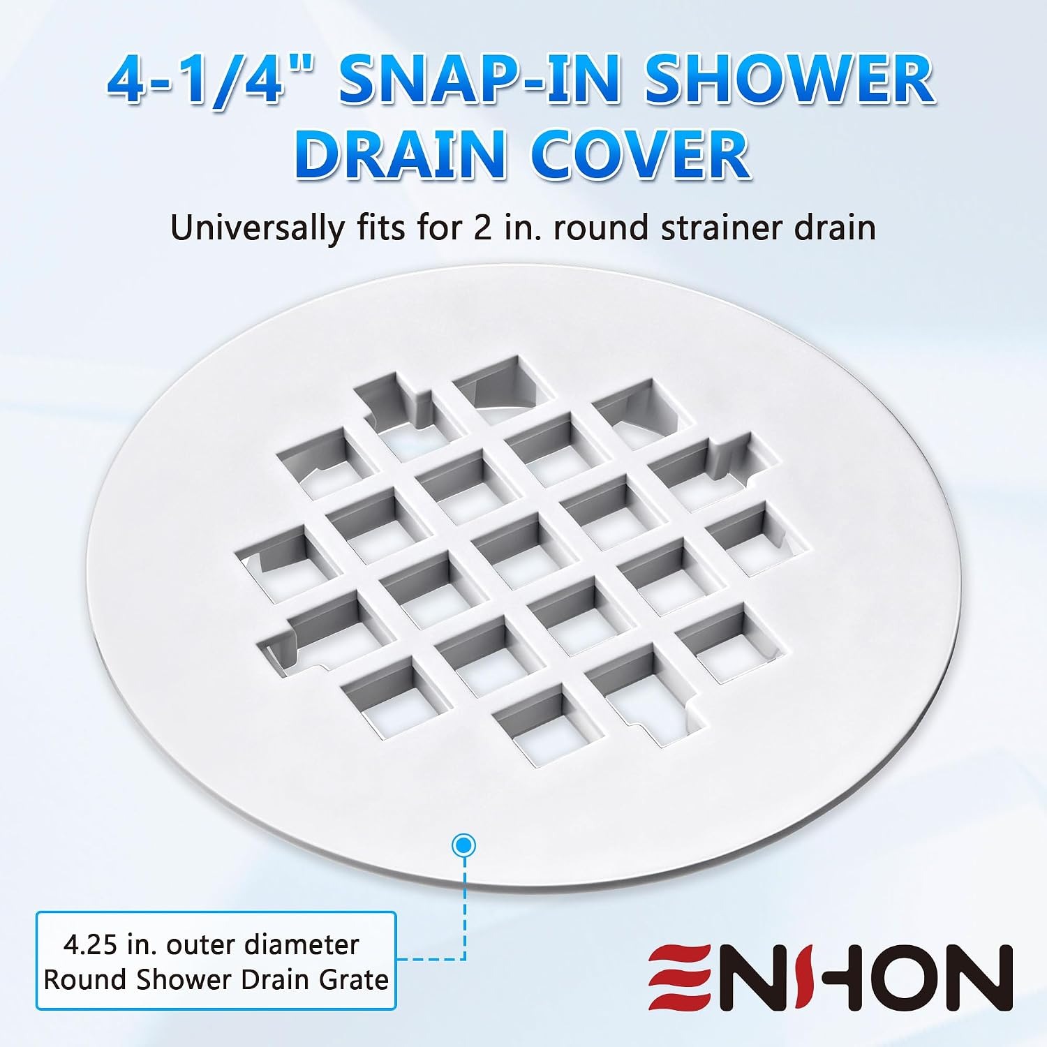 Snap In Shower Drain Cover, White Round PVC Strainer Grid, 2 Pack: image 5