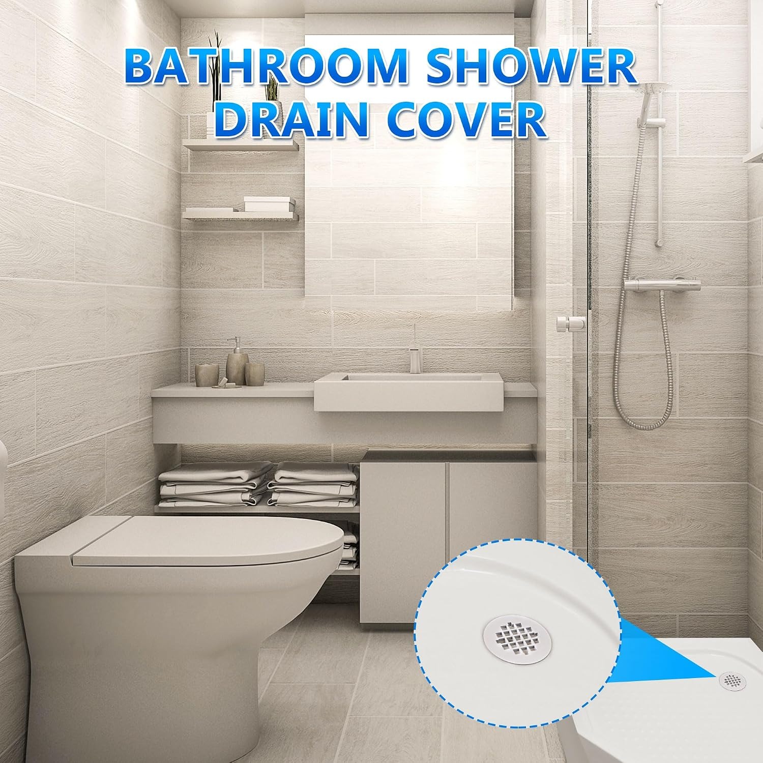 Snap In Shower Drain Cover, White Round PVC Strainer Grid, 2 Pack: image 8