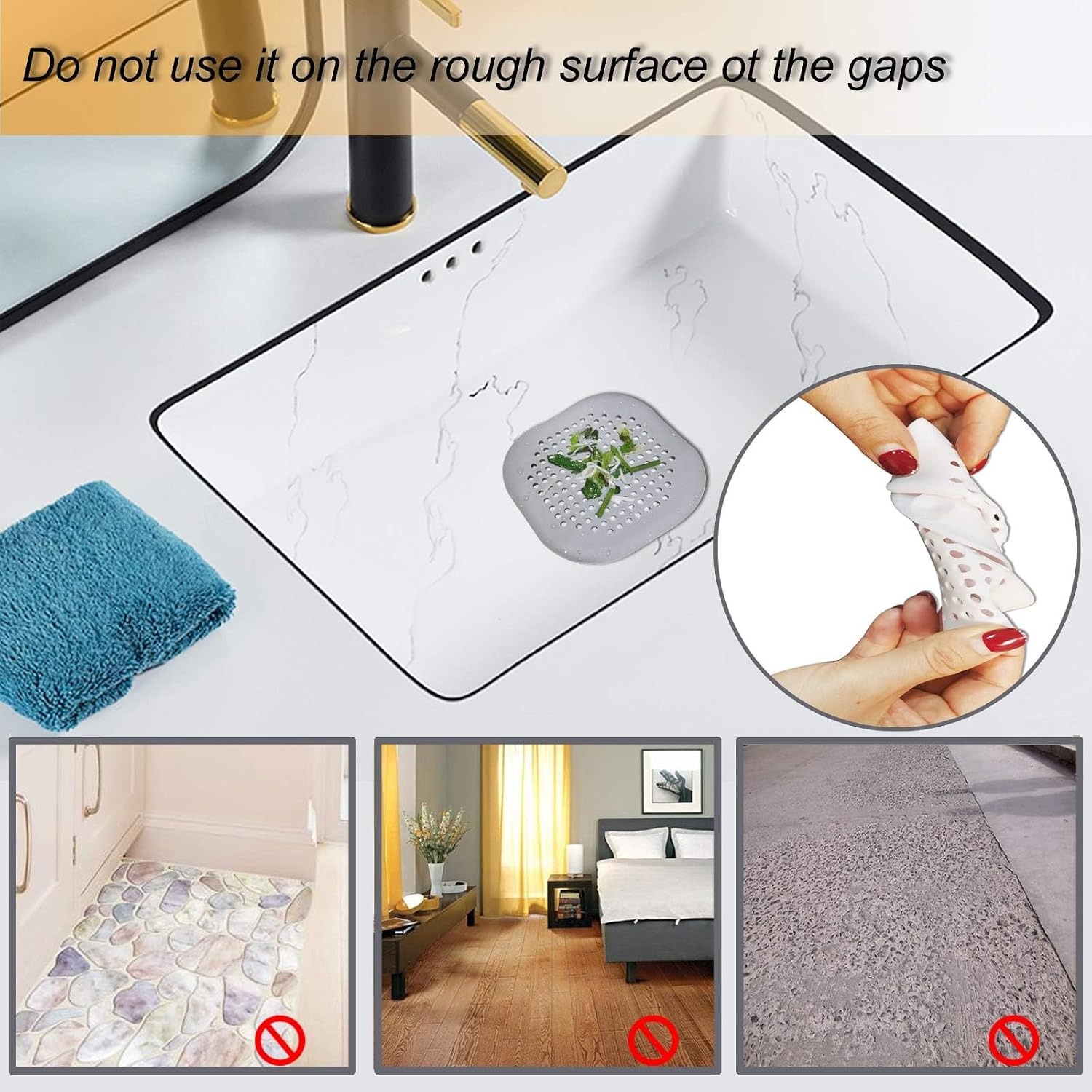 Square Silicone Shower Drain Cover with Suction Cups (2 Pack)