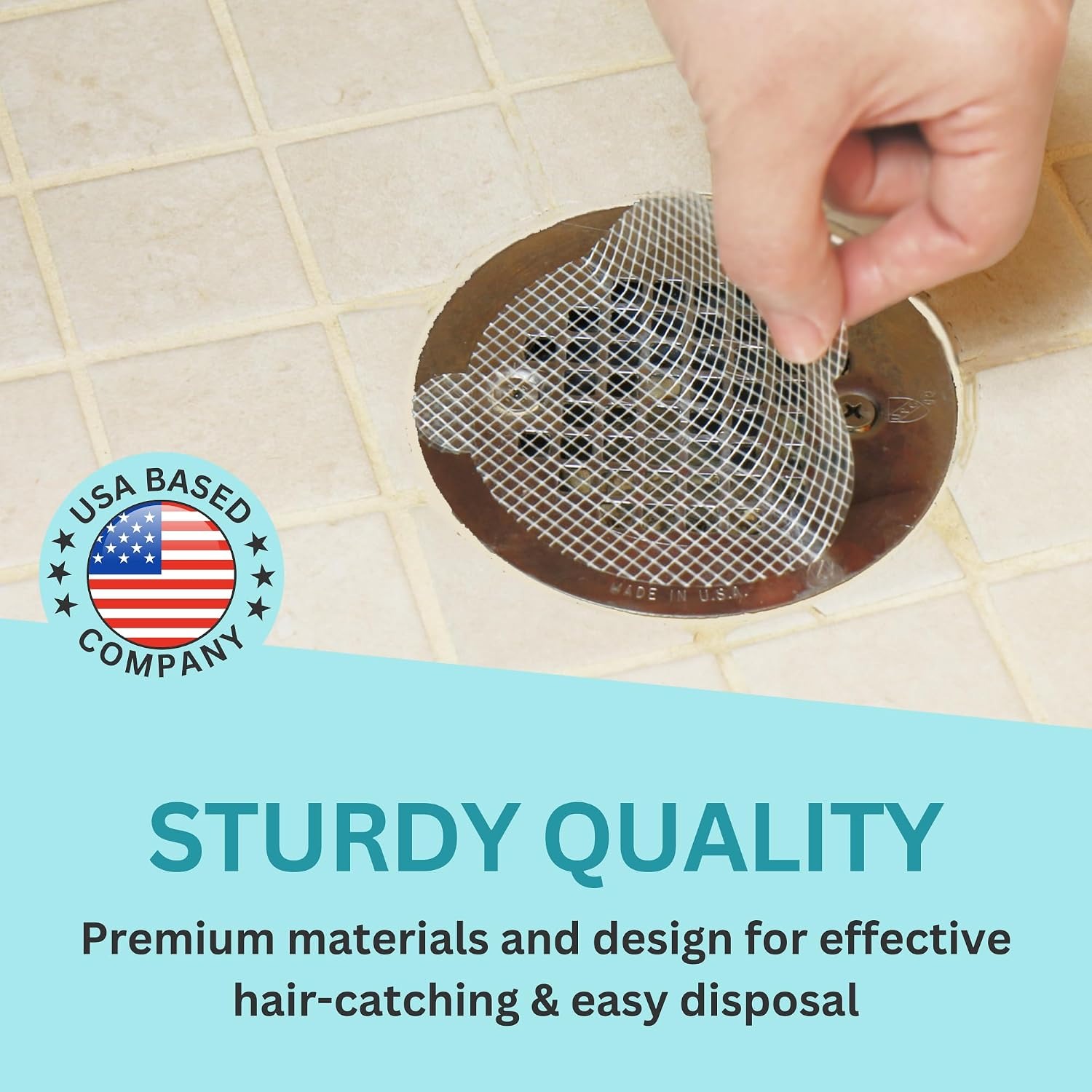 Disposable Shower Drain Hair Catcher, 25 Pack Peel and Stick Mesh Stickers: image 2