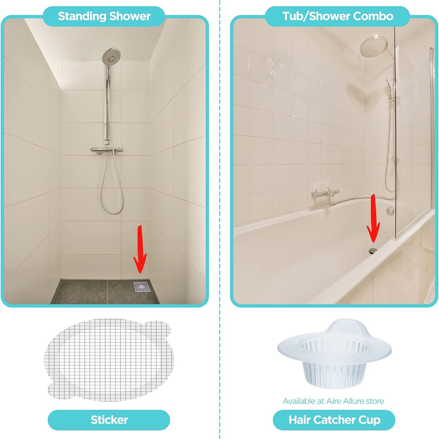 Disposable Shower Drain Hair Catcher, 25 Pack Peel and Stick Mesh Stickers: image 9