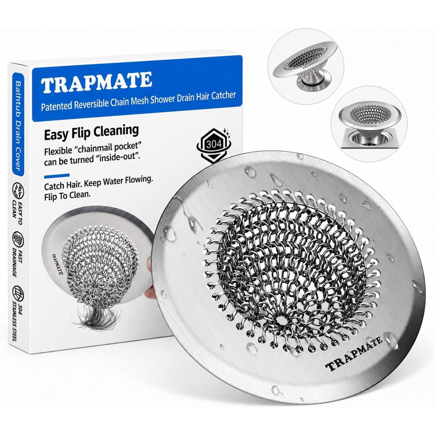 Flip Clean Shower Drain Hair Catcher