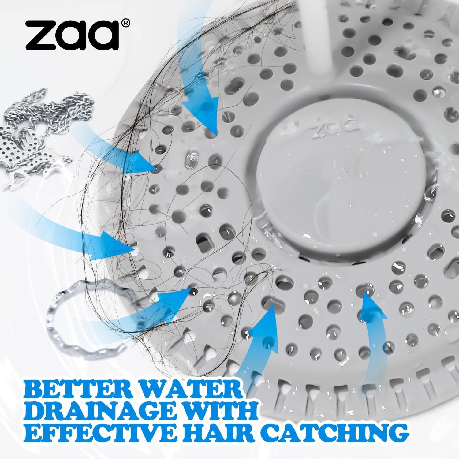 Silicone Shower Drain Cover 5.5 Inch, Weighted Hair Catcher, 2 Pack: image 3