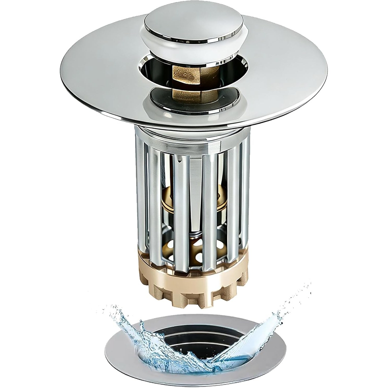 Pop Up Bathroom Sink Stopper with Filter Basket