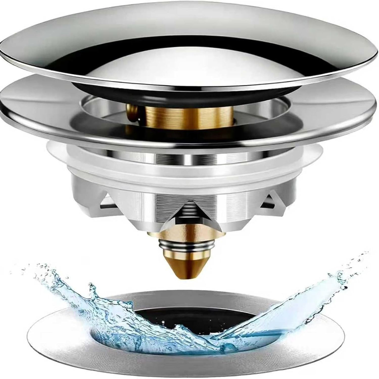 Pop Up Tub Stopper and Cover with Hair Catcher