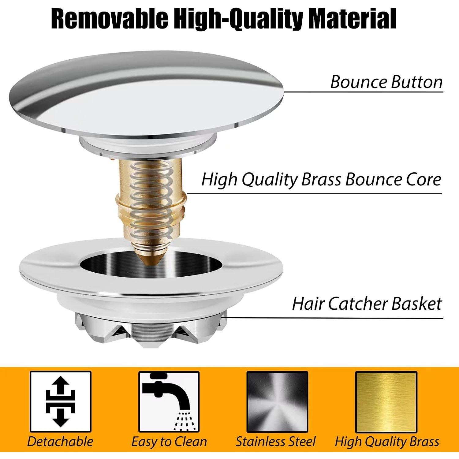 Pop Up Tub Stopper and Cover with Hair Catcher: image 5