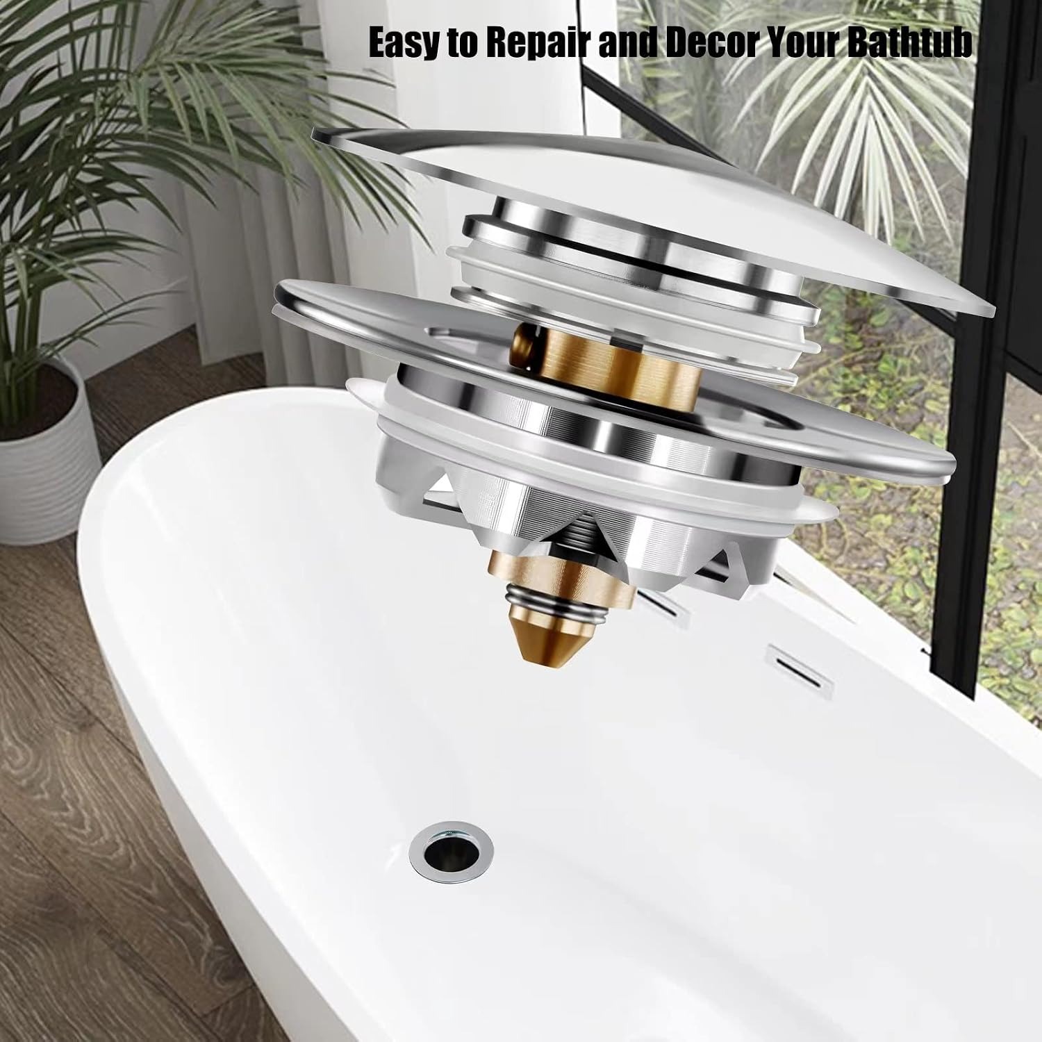 Pop Up Tub Stopper and Cover with Hair Catcher: image 6