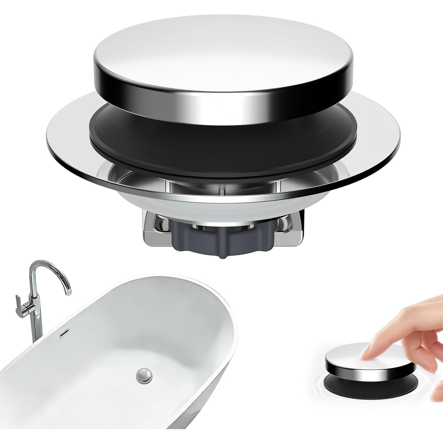 Pop Up Tub Stopper with Hair Basket