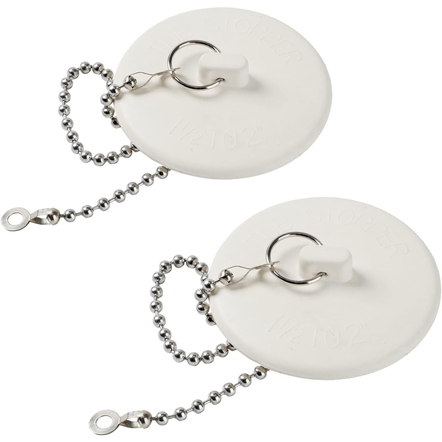 Rubber Tub Stopper with Chain, 2 Pack