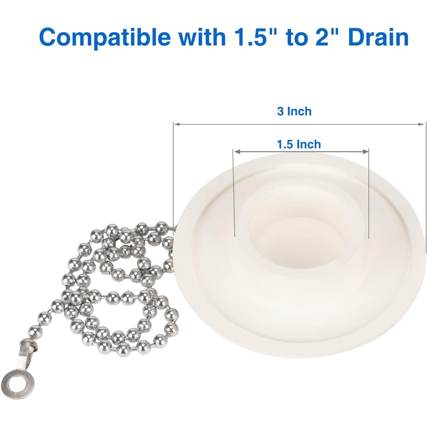 Rubber Tub Stopper with Chain, 2 Pack: image 2