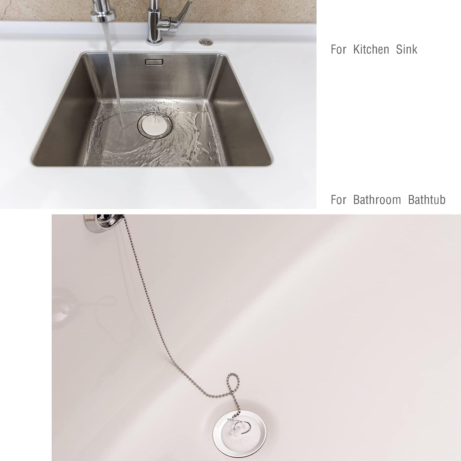 Rubber Tub Stopper with Chain, 2 Pack: image 5