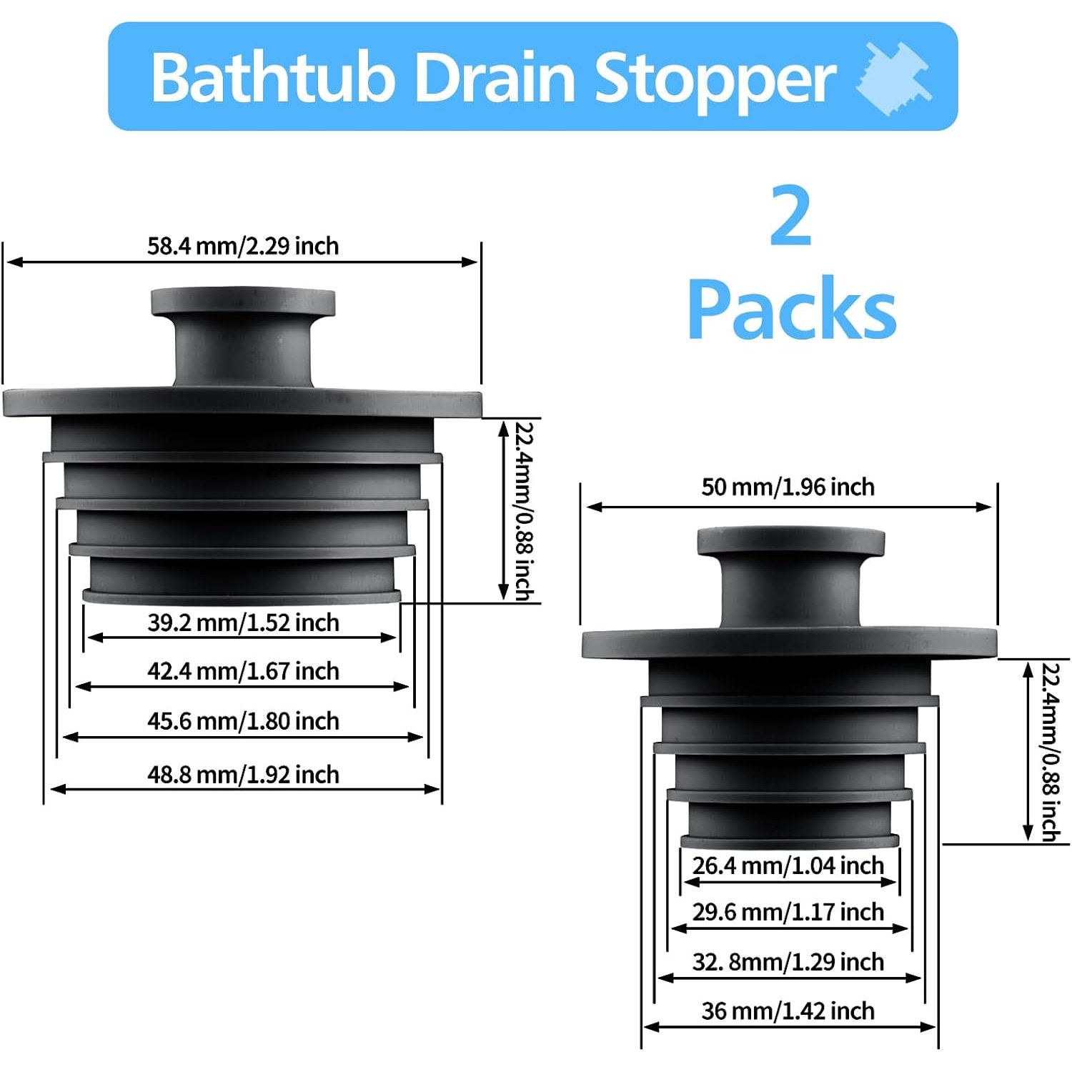 Silicone Tub Stopper 2 Pack