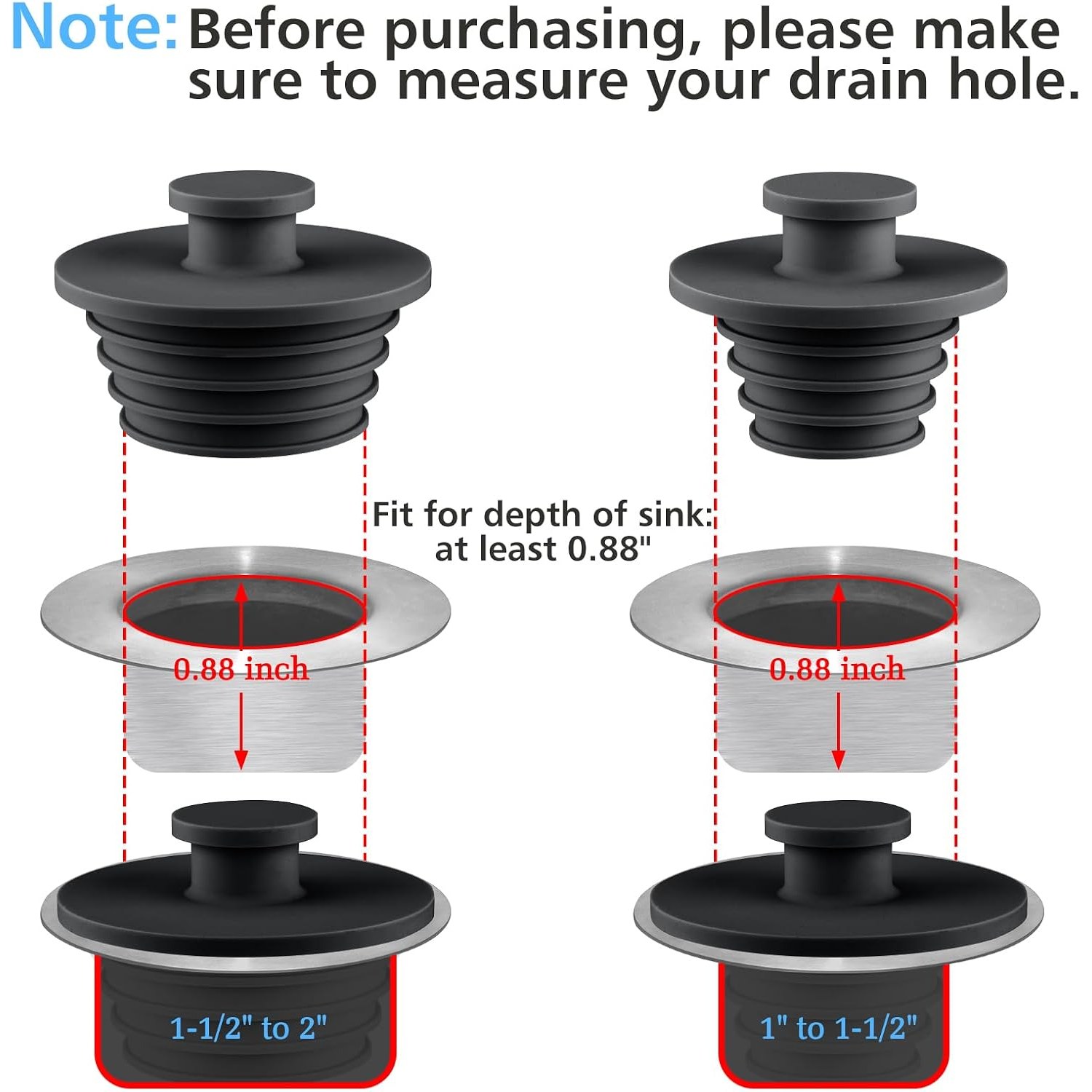 Silicone Tub Stopper 2 Pack